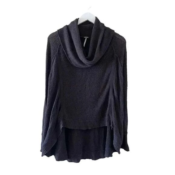 Free People Brown Cowl Neck Sweater High Low Bohemian Festival Gypsy Size S #126 - Picture 1 of 14